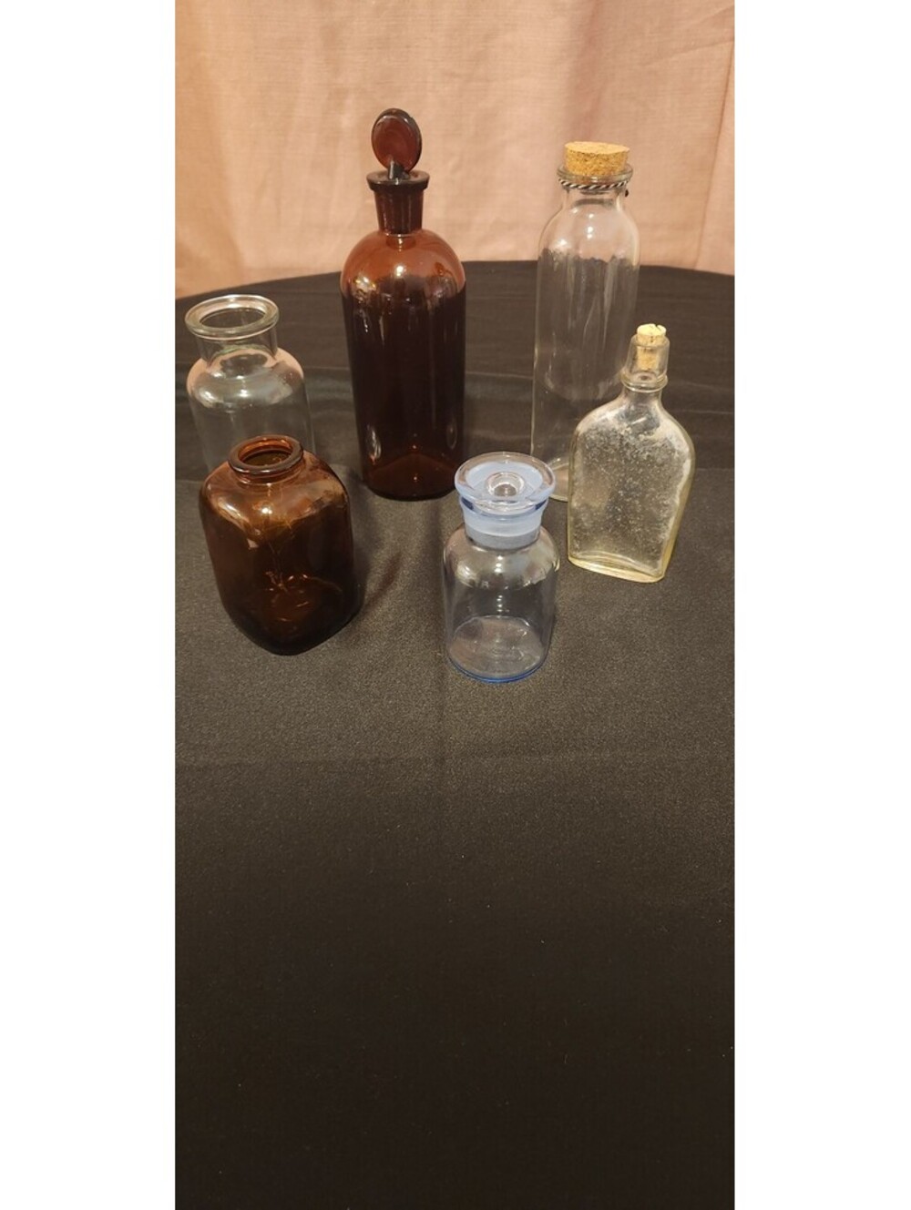 Vintage Glass Bottle Lot of 6 - T.C. Wheaton, Snuff, Antique Liquor Flask
